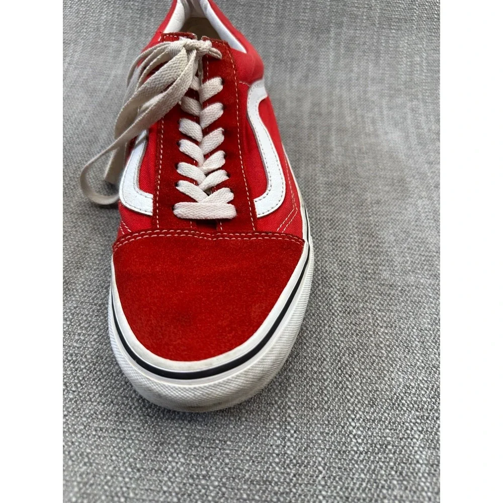 Vans Old Skool Unisex M7.5/W9‎ Skateboarding Shoes Red Suede Athletic Sneakers